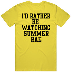 I'd Rather Be Watching Summer Rae Pro Wrestling Fan Retro Vintage Daisy Yellow Cotton T Shirt