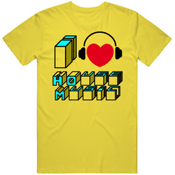 I Heart Love House Music Retro Vintage Daisy Yellow Cotton T Shirt I Heart Love House Music Retro Vintage Daisy Yellow Cotton T Shirt