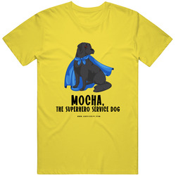 Mocha, The Superhero Service Dog Retro Vintage Daisy Yellow Cotton T Shirt Mocha, The Superhero Service Dog Retro Vintage Daisy Yellow Cotton T Shirt