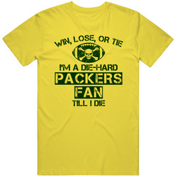 Win Lose Or Tie Die Hard Packers Until I Die - Green Bay Packers Team Colors Retro Vintage Daisy Yellow Cotton T Shirt Win Lose Or Tie Die Hard Packers Until I Die - Green Bay Packers Team Colors Retro Vintage Daisy Yellow Cotton T Shirt