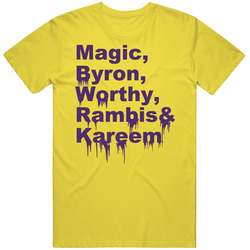 Magic Kareem Laker Legends Basketball Retro Vintage Daisy Yellow Cotton T Shirt Magic Kareem Laker Legends Basketball Retro Vintage Daisy Yellow Cotton T Shirt