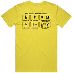 Never Gonna Give You Up Funny Rick Astley Ashley Retro Vintage Daisy Yellow Cotton T Shirt Never Gonna Give You Up Funny Rick Astley Ashley Retro Vintage Daisy Yellow Cotton T Shirt