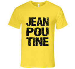 Jean Poutine - Men's Fitted T In Yellow Retro Vintage Daisy Yellow Cotton T Shirt Jean Poutine - Men's Fitted T In Yellow Retro Vintage Daisy Yellow Cotton T Shirt