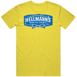 Hellmann's And Best Foods Logo Cool Food Gift Distressed Retro Vintage Daisy Yellow Cotton T Shirt Hellmann's And Best Foods Logo Cool Food Gift Distressed Retro Vintage Daisy Yellow Cotton T Shirt