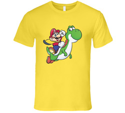 Super Mario & Yoshi Retro Vintage Daisy Yellow Cotton T Shirt Super Mario & Yoshi Retro Vintage Daisy Yellow Cotton T Shirt