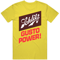 Schlitz Beer 70s Retro Vintage Gusto Power Retro Vintage Daisy Yellow Cotton T Shirt