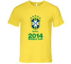 Brazil 2014 World Cup Soccer Retro Vintage Daisy Yellow Cotton T Shirt Brazil 2014 World Cup Soccer Retro Vintage Daisy Yellow Cotton T Shirt