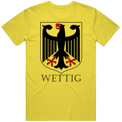 Wettig German Last Name Custom Surname Germany Coat Of Arms Retro Vintage Daisy Yellow Cotton T Shirt