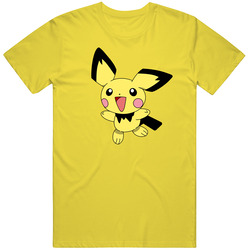Pichu Pokemon Video Game A Pig In Retro Vintage Daisy Yellow Cotton T Shirt