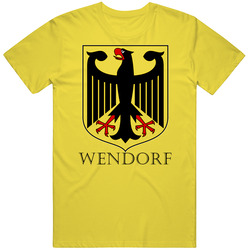 Wendorf German Last Name Custom Surname Germany Coat Of Arms Retro Vintage Daisy Yellow Cotton T Shirt