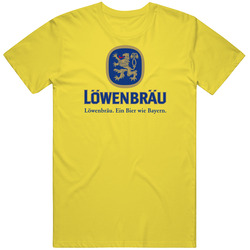 Lowenbrau Beer Retro Vintage Daisy Yellow Cotton T Shirt