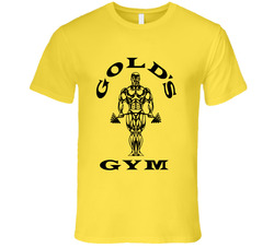 Golds Gym Logo Gym Workout Retro Vintage Daisy Yellow Cotton T Shirt