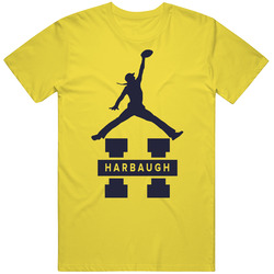Jim Harbaugh Jumpman Khakis Michigan Football Retro Vintage Daisy Yellow Cotton T Shirt Jim Harbaugh Jumpman Khakis Michigan Football Retro Vintage Daisy Yellow Cotton T Shirt