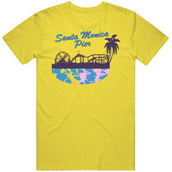 Santa Monica Pier The Hangover 3 Retro Vintage Daisy Yellow Cotton T Shirt