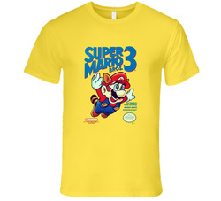 Super Mario Bros. 3 Game Cover Retro Vintage Daisy Yellow Cotton T Shirt Super Mario Bros. 3 Game Cover Retro Vintage Daisy Yellow Cotton T Shirt