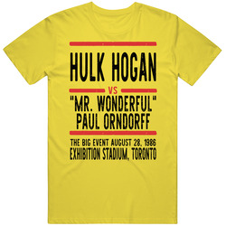 Hulk Hogan Vs Mr. Wonderful Paul Orndorff The Big Event Retro Look Cool vintage retro daisy yellow T Shirt Hulk Hogan Vs Mr. Wonderful Paul Orndorff The Big Event Retro Look Cool vintage retro daisy yellow T Shirt