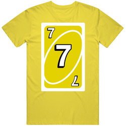 Seven 7 Yellow Uno Card Game Fan Halloween Fancy Dress vintage retro daisy yellow T Shirt Seven 7 Yellow Uno Card Game Fan Halloween Fancy Dress vintage retro daisy yellow T Shirt