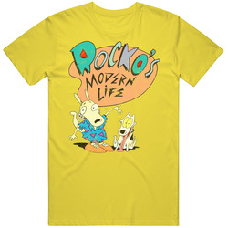 Rockos Modern Life Retro Cartoon vintage retro daisy yellow T Shirt Rockos Modern Life Retro Cartoon vintage retro daisy yellow T Shirt