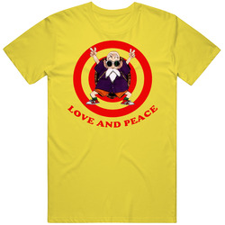 Love And Peace Master Roshi Dragon Ball vintage retro daisy yellow T Shirt Love And Peace Master Roshi Dragon Ball vintage retro daisy yellow T Shirt