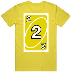 Two 2 Yellow Uno Card Game Fan Halloween Fancy Dress vintage retro daisy yellow T Shirt