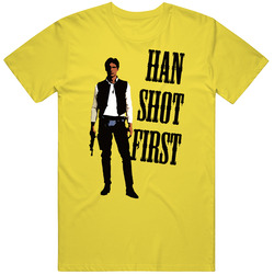 Han Shot First Star Wars vintage retro daisy yellow T Shirt Han Shot First Star Wars vintage retro daisy yellow T Shirt