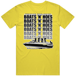 Boats N Hoes Prestige Worldwide Stepbrothers vintage retro daisy yellow T Shirt Boats N Hoes Prestige Worldwide Stepbrothers vintage retro daisy yellow T Shirt