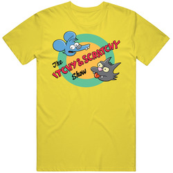The Itchy And Scratchy Show The Simpsons vintage retro daisy yellow T Shirt The Itchy And Scratchy Show The Simpsons vintage retro daisy yellow T Shirt