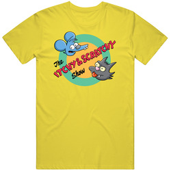Itchy And Scratchy Show Simpsons Fan vintage retro daisy yellow T Shirt Itchy And Scratchy Show Simpsons Fan vintage retro daisy yellow T Shirt