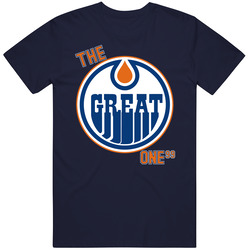 The Great One Edmonton Gretzky Hockey Vintage Classic Navy Blue T Shirt The Great One Edmonton Gretzky Hockey Vintage Classic Navy Blue T Shirt