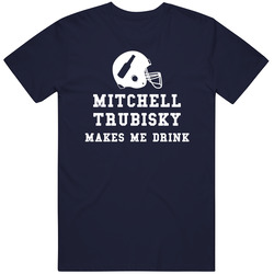 Mitchell Trubisky Makes Me Drink Chicago Football Game Day Vintage Classic Navy Blue T Shirt