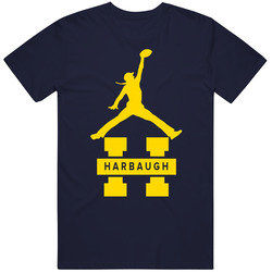 Jim Harbaugh Michigan Jumpman Football Coach Vintage Classic Navy Blue T Shirt Jim Harbaugh Michigan Jumpman Football Coach Vintage Classic Navy Blue T Shirt