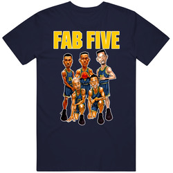 Fab Five Michigan College Basketball Caricature Cartoon Vintage Classic Navy Blue T Shirt Fab Five Michigan College Basketball Caricature Cartoon Vintage Classic Navy Blue T Shirt