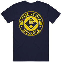 Beechgrove Island 125 Year Anniversary Vintage Classic Navy Blue T Shirt Beechgrove Island 125 Year Anniversary Vintage Classic Navy Blue T Shirt