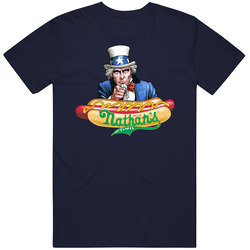 Nathan's Hot Dog Eating Contest Fourth Of July 4 Independence Vintage Classic Navy Blue T Shirt Nathan's Hot Dog Eating Contest Fourth Of July 4 Independence Vintage Classic Navy Blue T Shirt