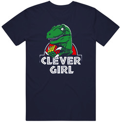 New Clever Girl Jurassic Park Velociraptor Dinosaur Funny Navy Vintage Classic Navy Blue T Shirt