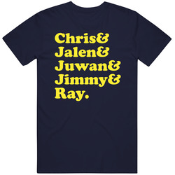 Chris Jalen Juwan Jimmy And Ray University Of Michigan Fab Five Basketball Fan Vintage Classic Navy Blue T Shirt Chris Jalen Juwan Jimmy And Ray University Of Michigan Fab Five Basketball Fan Vintage Classic Navy Blue T Shirt