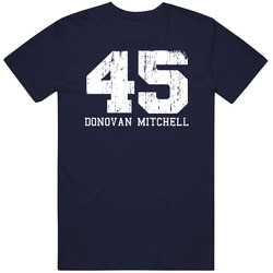 Donovan Mitchell No.45 Utah Basketball Fan Worn Look Sports Vintage Classic Navy Blue T Shirt