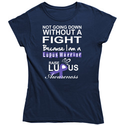 Lupus Warrior - Never Give Up! Vintage Classic Navy Blue Ladies T Shirt Lupus Warrior - Never Give Up! Vintage Classic Navy Blue Ladies T Shirt
