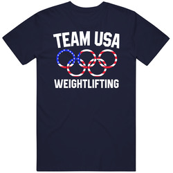 Team Usa Weightlifting Olympics Event Patriotic Rings Vintage Classic Navy Blue T Shirt Team Usa Weightlifting Olympics Event Patriotic Rings Vintage Classic Navy Blue T Shirt