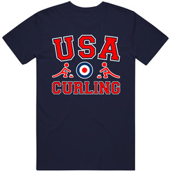 2014 Sochi Winter Olympics Usa Curling Vintage Classic Navy Blue T Shirt 2014 Sochi Winter Olympics Usa Curling Vintage Classic Navy Blue T Shirt