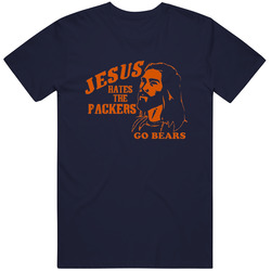 Jesus Hates The Packers Go Bears Ultimate Chicago Bears Fan Vintage Classic Navy Blue T Shirt Jesus Hates The Packers Go Bears Ultimate Chicago Bears Fan Vintage Classic Navy Blue T Shirt