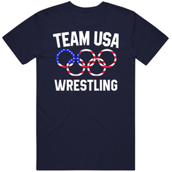Team Usa Wrestling Olympics Event Patriotic Rings Vintage Classic Navy Blue T Shirt Team Usa Wrestling Olympics Event Patriotic Rings Vintage Classic Navy Blue T Shirt