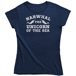 The Unicorn Of The Sea Narwahl Vintage Classic Navy Blue Ladies T Shirt The Unicorn Of The Sea Narwahl Vintage Classic Navy Blue Ladies T Shirt