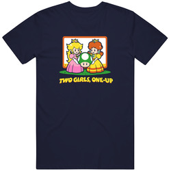 Nintendo Funny Humor Princess Two Girls One Up Video Game Vintage Classic Navy Blue T Shirt Nintendo Funny Humor Princess Two Girls One Up Video Game Vintage Classic Navy Blue T Shirt