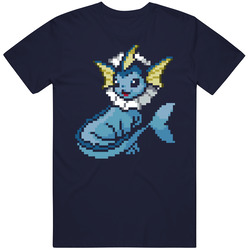 Nintendo Pokemon Vaporeon 8bit Vintage Classic Navy Blue T Shirt