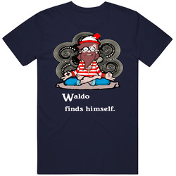 Waldo Finds Himself Where's Waldo? Vintage Classic Navy Blue T Shirt Waldo Finds Himself Where's Waldo? Vintage Classic Navy Blue T Shirt