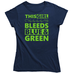 Seattle Seahawks- This Girl Bleeds Blue And Green Vintage Classic Navy Blue Ladies T Shirt Seattle Seahawks- This Girl Bleeds Blue And Green Vintage Classic Navy Blue Ladies T Shirt