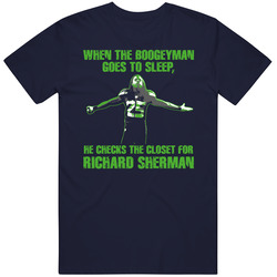 Football Richard Sherman Seattle Boogeyman Vintage Classic Navy Blue T Shirt Football Richard Sherman Seattle Boogeyman Vintage Classic Navy Blue T Shirt