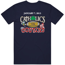 Catholics Vs Cousins Notre Dame Bama Vintage Classic Navy Blue T Shirt Catholics Vs Cousins Notre Dame Bama Vintage Classic Navy Blue T Shirt