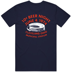 10 Cent Beer Night Cleveland Baseball Vintage Classic Navy Blue T Shirt
